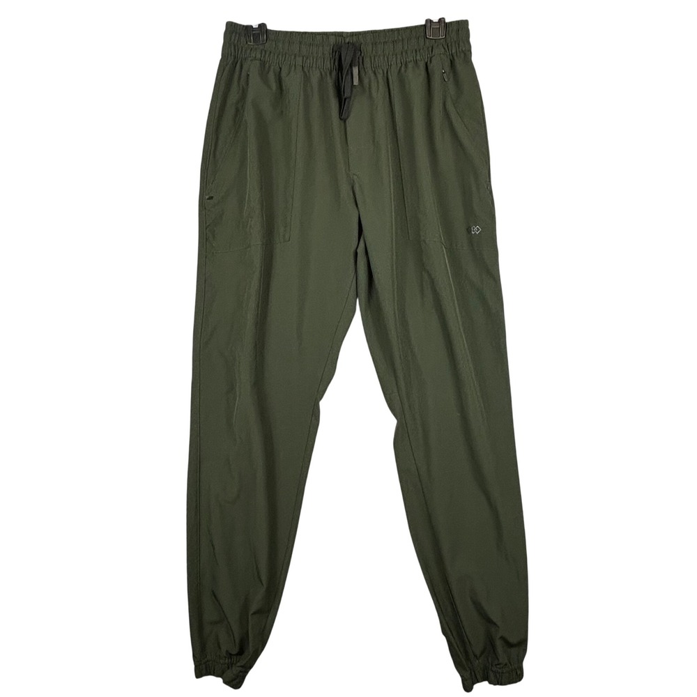 Leg3nd Mens Jogger Pants Olive Green Elastic Waist Zipper Pockets Size Medium